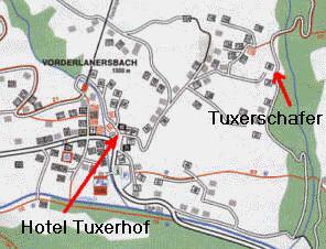 Lageplan des Tuxerschafers mit der Region um Vorderlanersbach